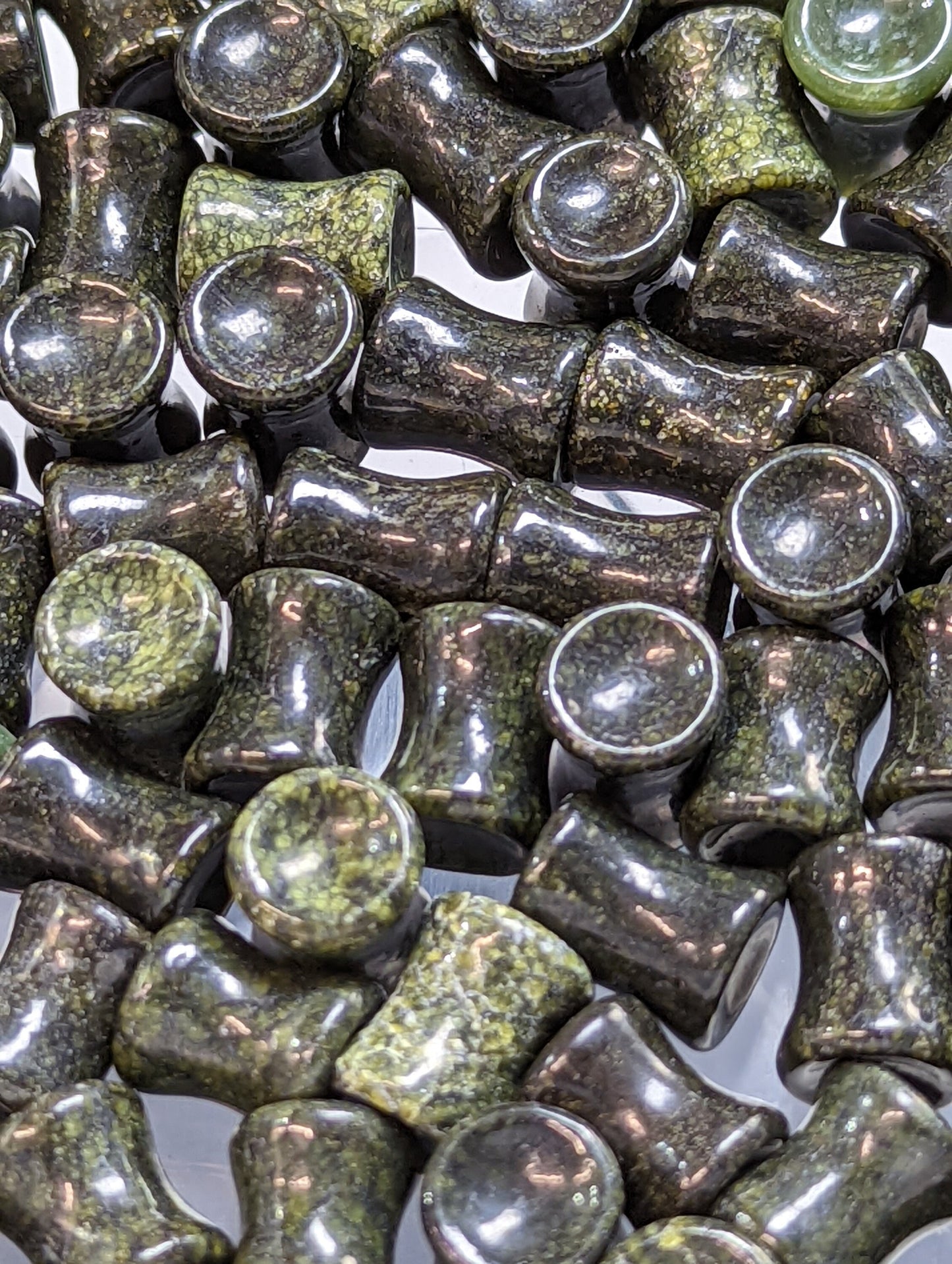 Concave Serpentine Jasper Stone Plugs