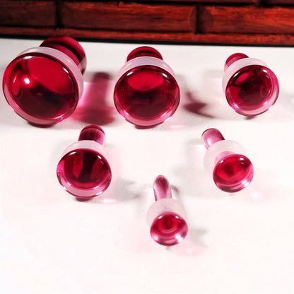 Pink Glass Single Flare Plugs