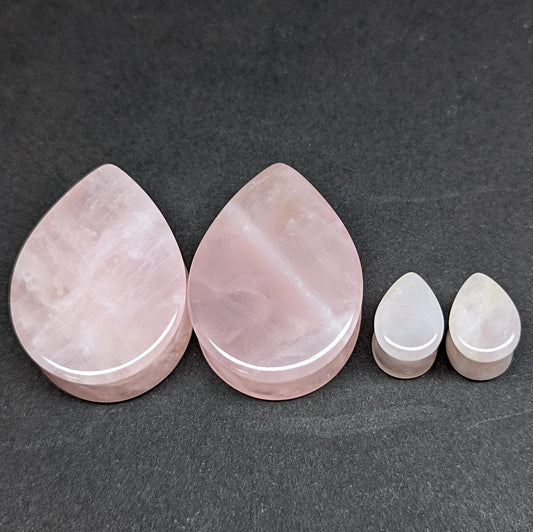 Teardrop Pink Quartz Stone Plugs