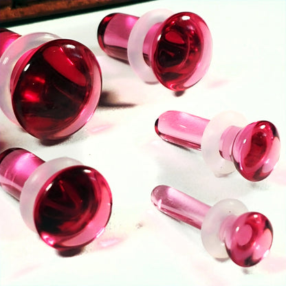 Pink Glass Single Flare Plugs