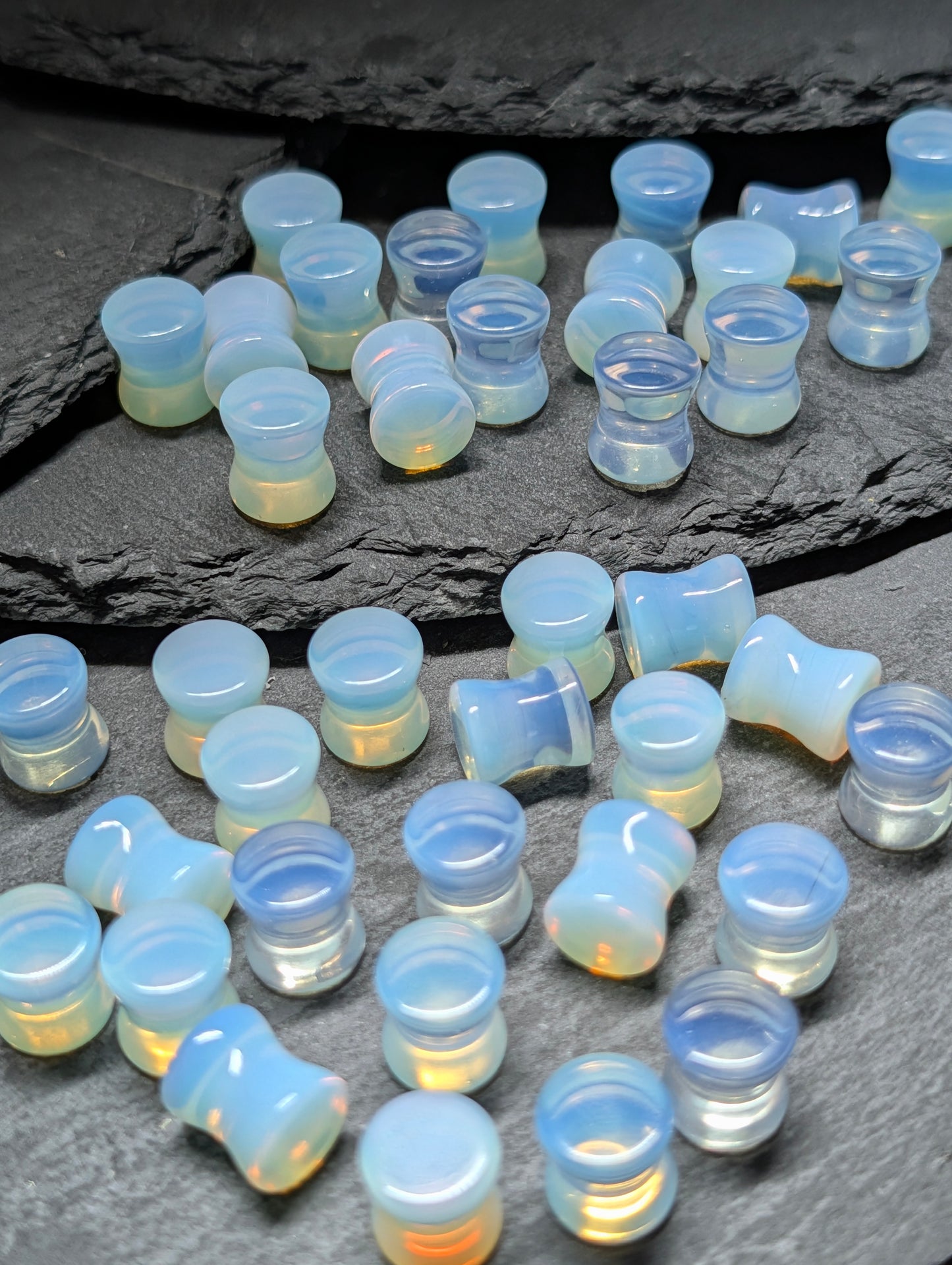 Classic Double Flare Opalite Glass Plugs