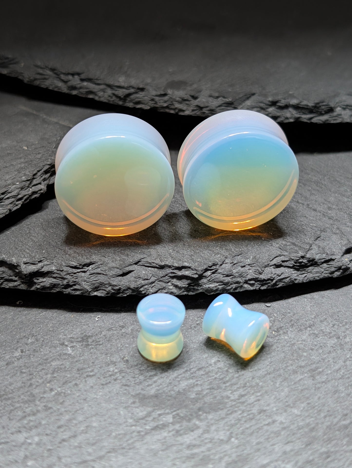 Classic Double Flare Opalite Glass Plugs