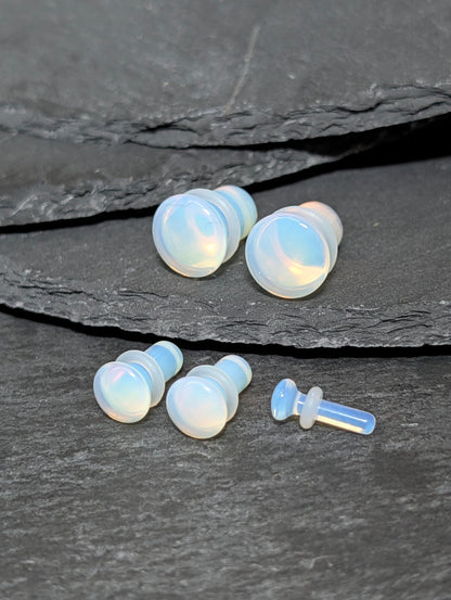 Opalite Single Flare Glass Plugs