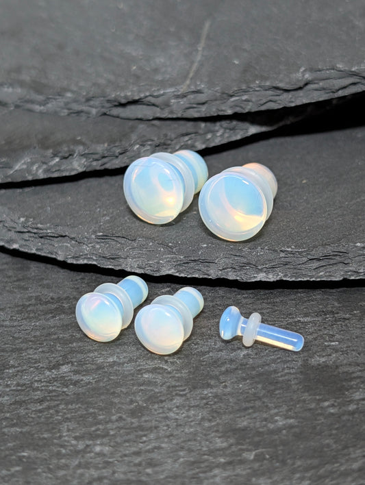 Opalite Single Flare Glass Plugs