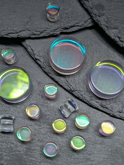 Classic Double Flare Rainbow Glass Plugs