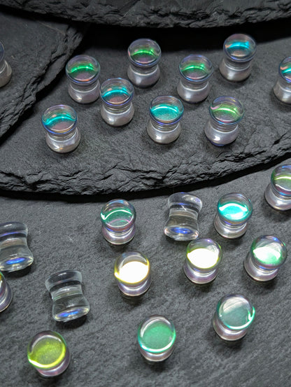 Classic Double Flare Rainbow Glass Plugs