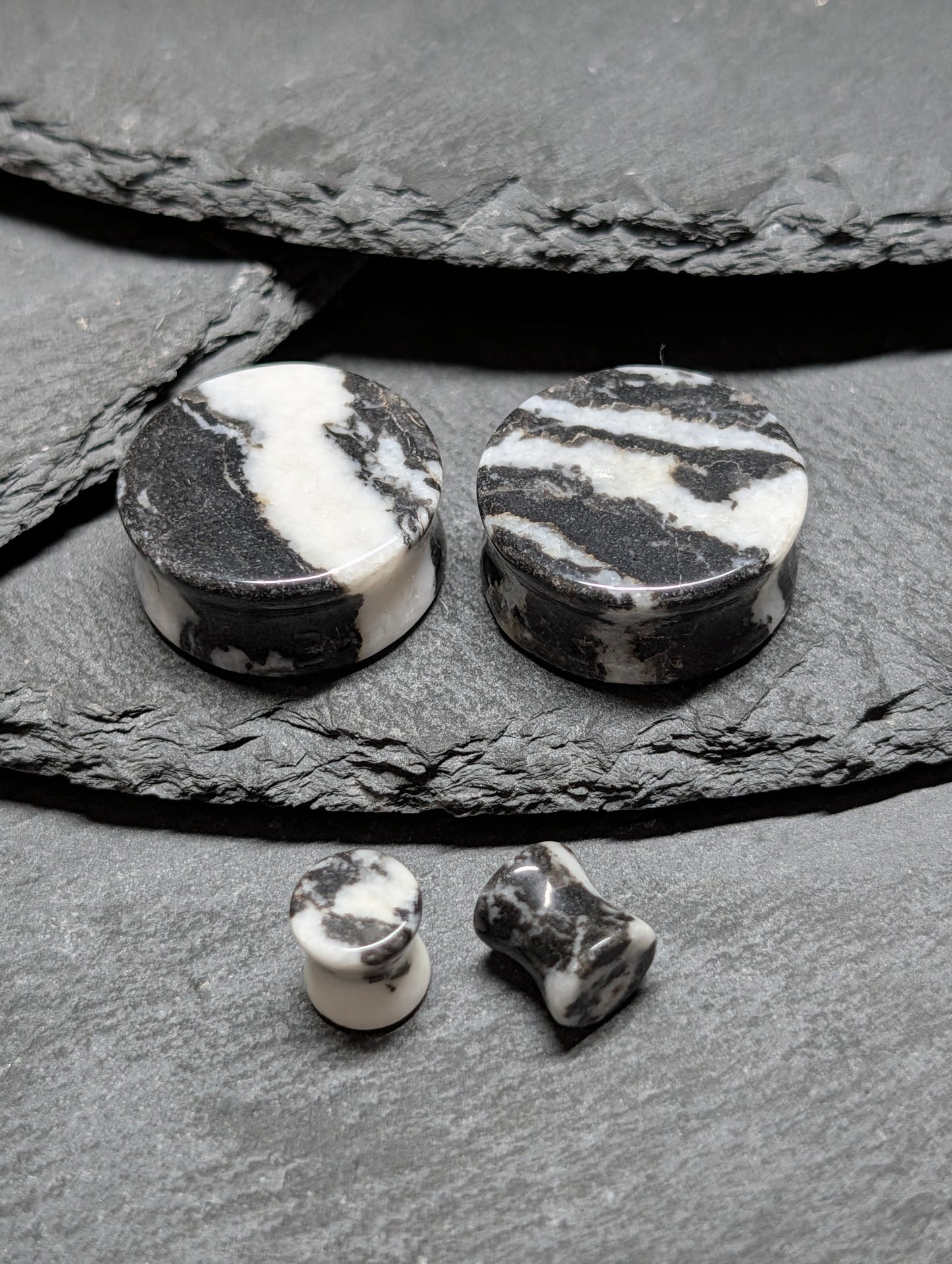 Classic Double Flare Zebra Stone Plugs