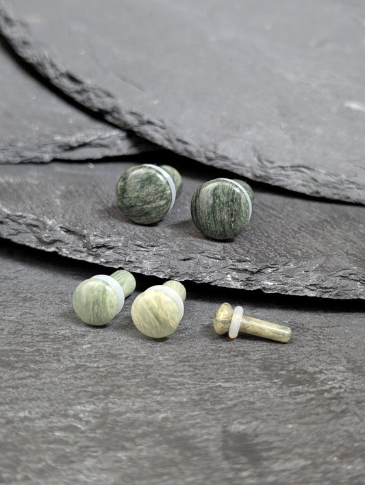 Green Serpentine Jasper Single Flare Stone Plugs