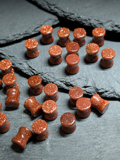 Classic Double Flare Goldstone Glass Plugs