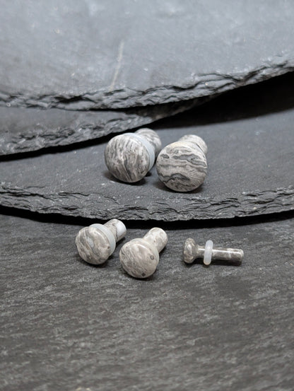 Gray Wave Jasper Single Flare Stone Plugs