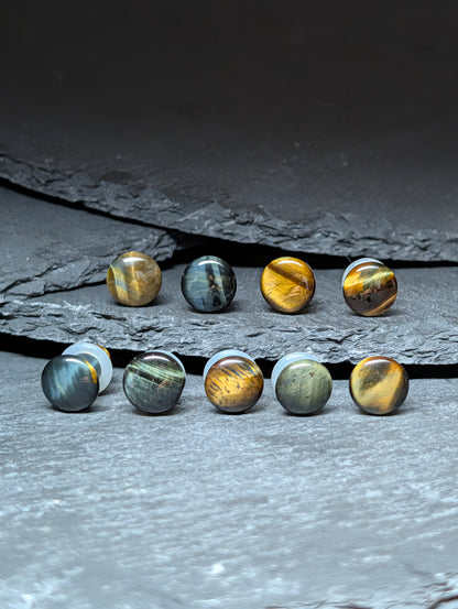 Blue Tiger Eye Single Flare Stone Plugs