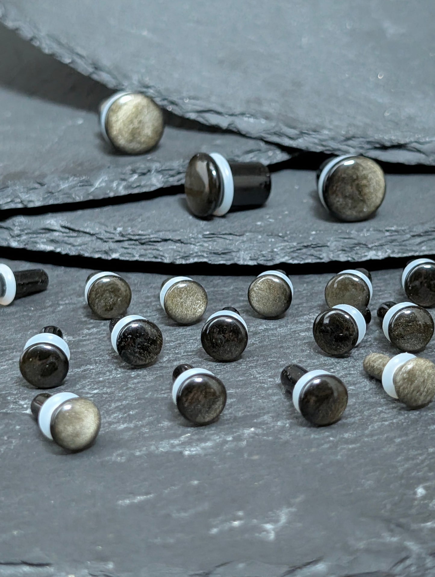 Golden Obsidian Single Flare Stone Plugs