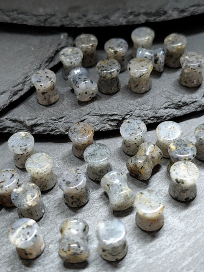 Classic Double Flare Speckled Quartz Stone Plugs