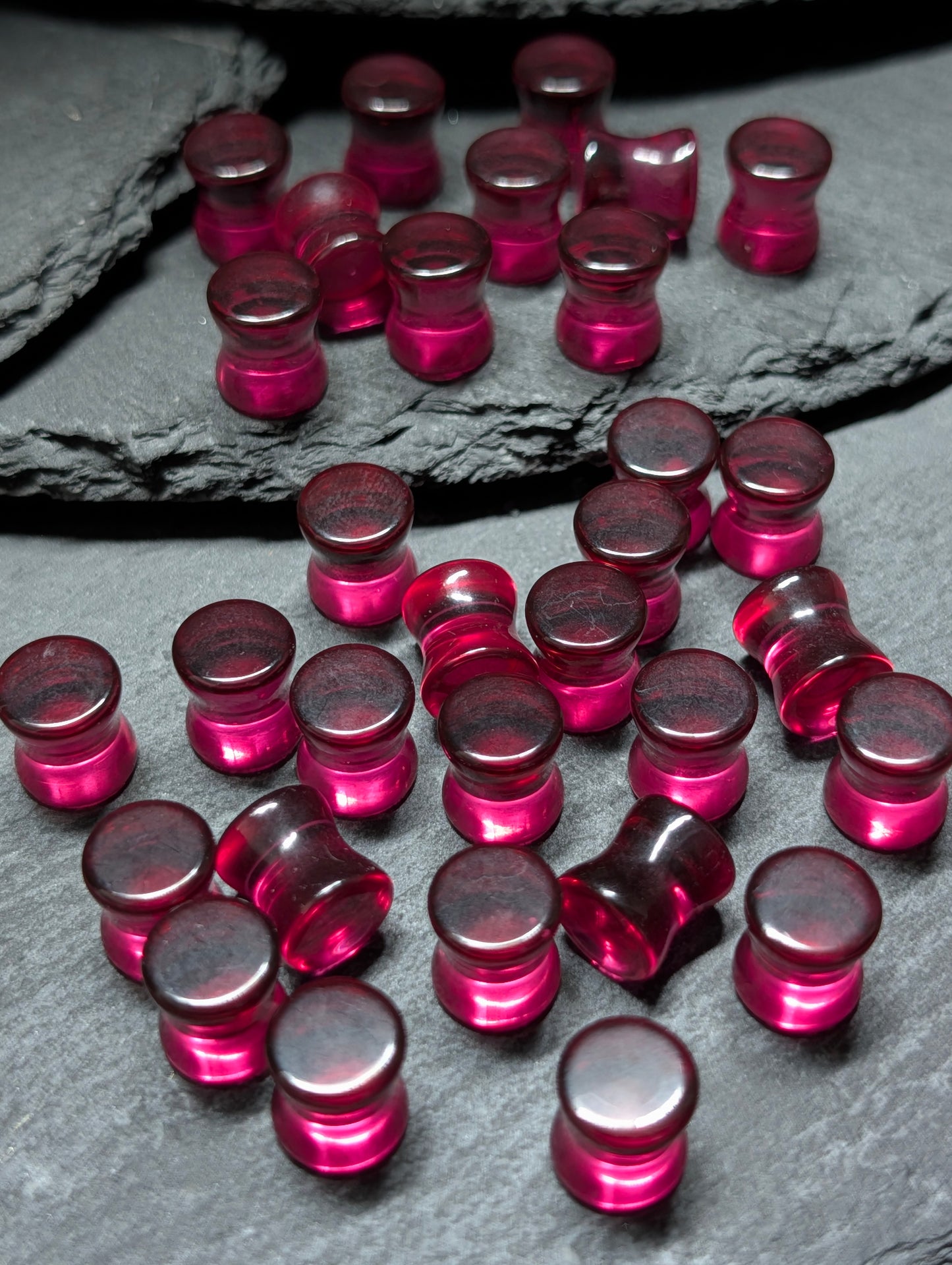 Classic Double Flare Pink Glass Plugs
