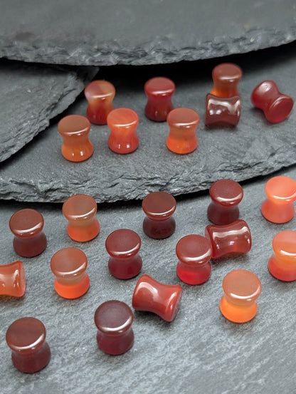 Classic Double Flare Red Agate Stone Plugs