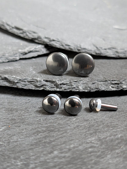Hematite Single Flare Stone Plugs