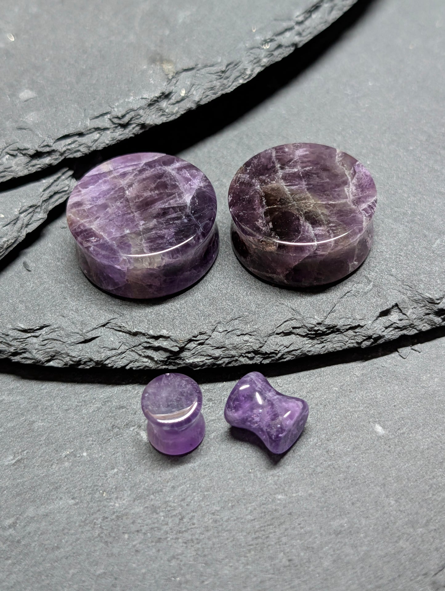 Classic Double Flare Amethyst Stone Plugs