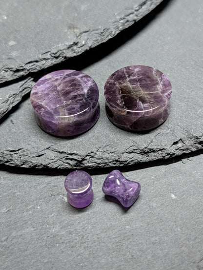 Classic Double Flare Amethyst Stone Plugs