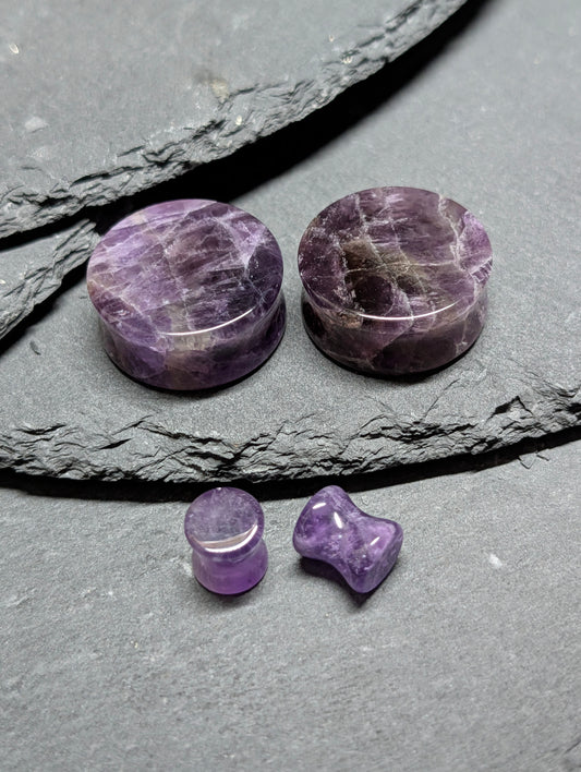 Classic Double Flare Amethyst Stone Plugs