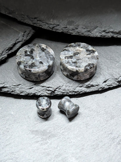 Classic Double Flare Larvikite Stone Plugs