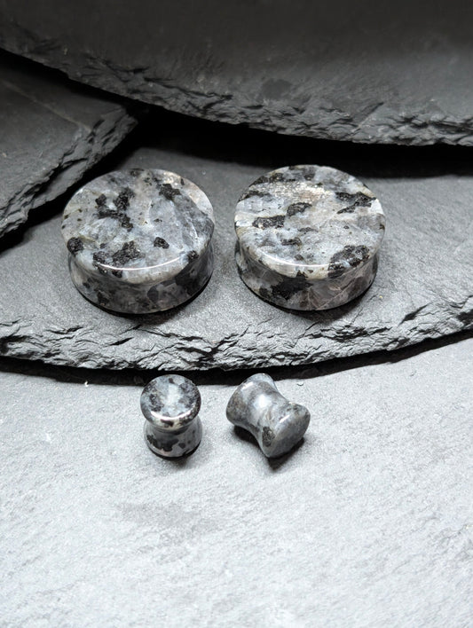 Classic Double Flare Larvikite Stone Plugs