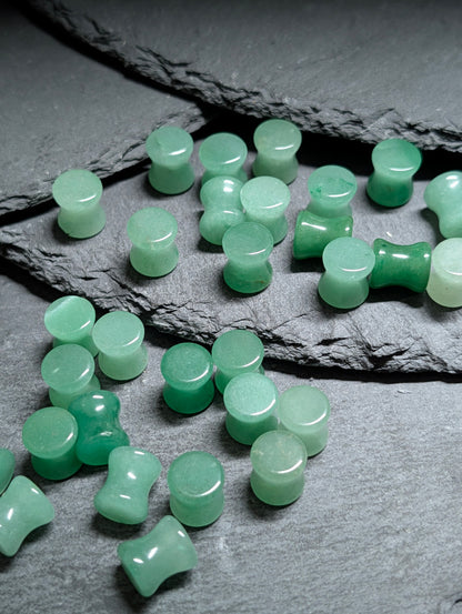 Classic Double Flare Green Aventurine Stone Plugs