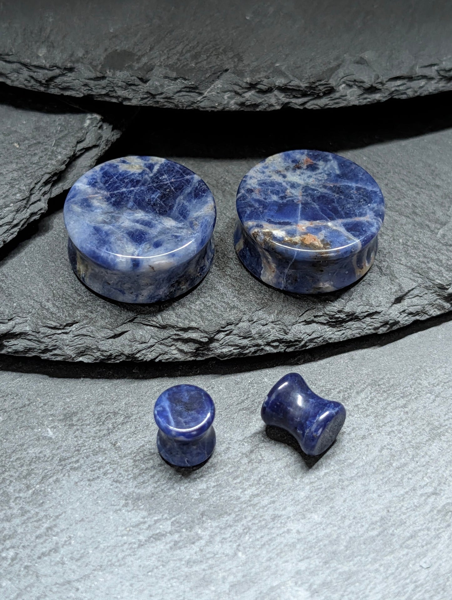 Classic Double Flare Sodalite Stone Plugs