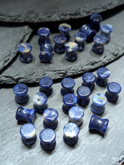 Classic Double Flare Sodalite Stone Plugs