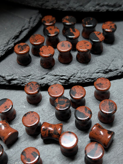 Classic Double Flare Mahogany Obsidian Stone Plugs