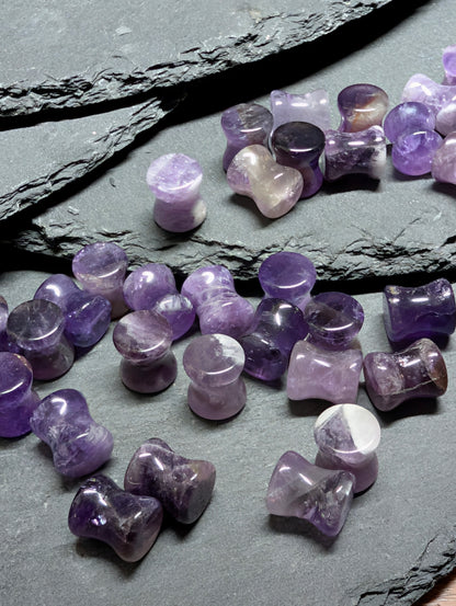 Classic Double Flare Amethyst Stone Plugs