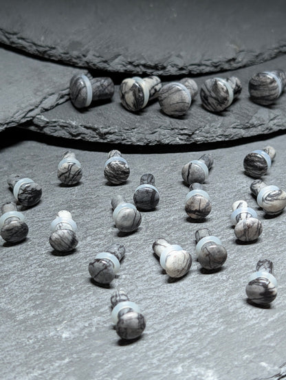 Black Net Jasper Single Flare Stone Plugs