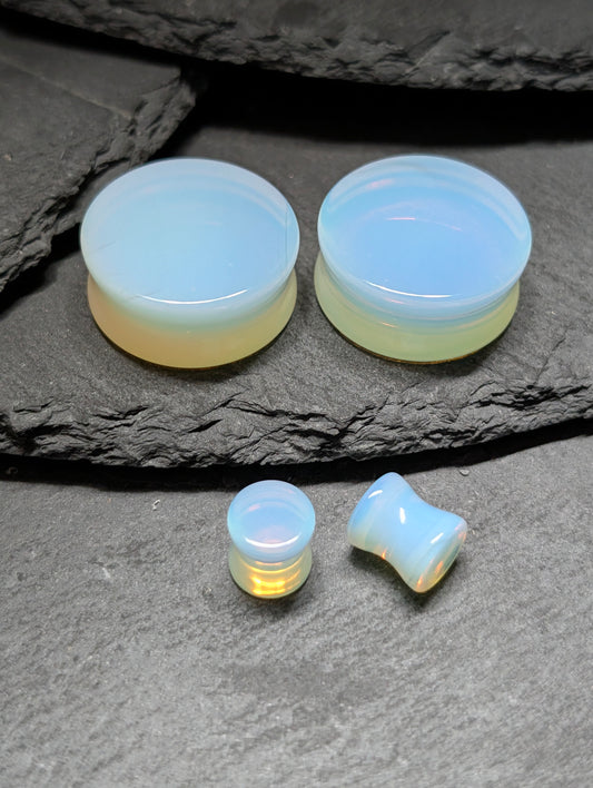 Classic Double Flare Opalite Glass Plugs