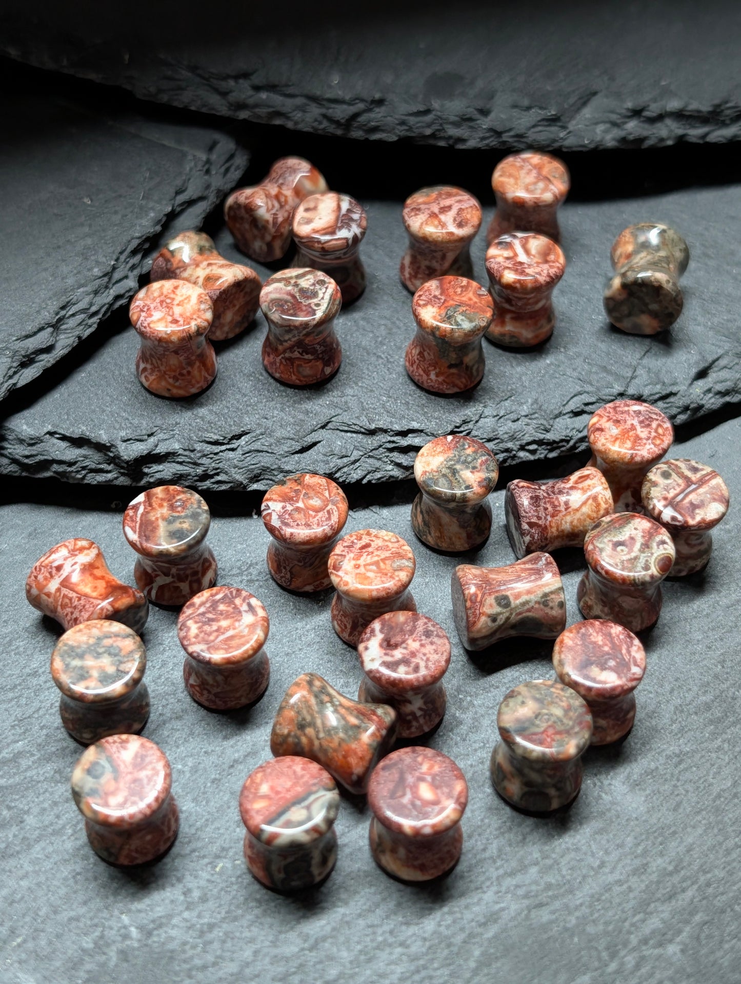 Classic Double Flare Leopard Jasper Stone Plugs