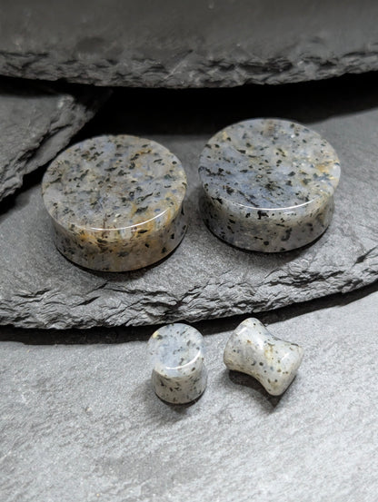 Classic Double Flare Speckled Quartz Stone Plugs