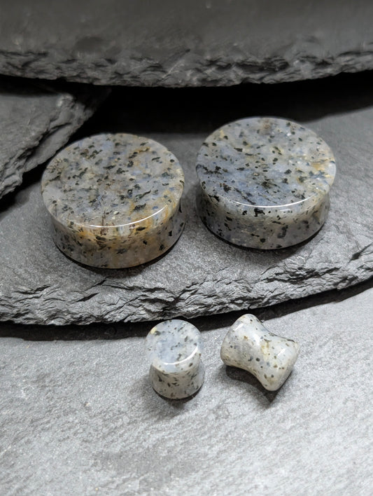 Classic Double Flare Speckled Quartz Stone Plugs