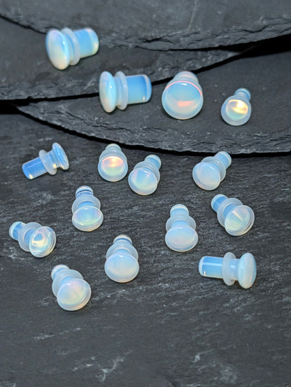 Opalite Single Flare Glass Plugs
