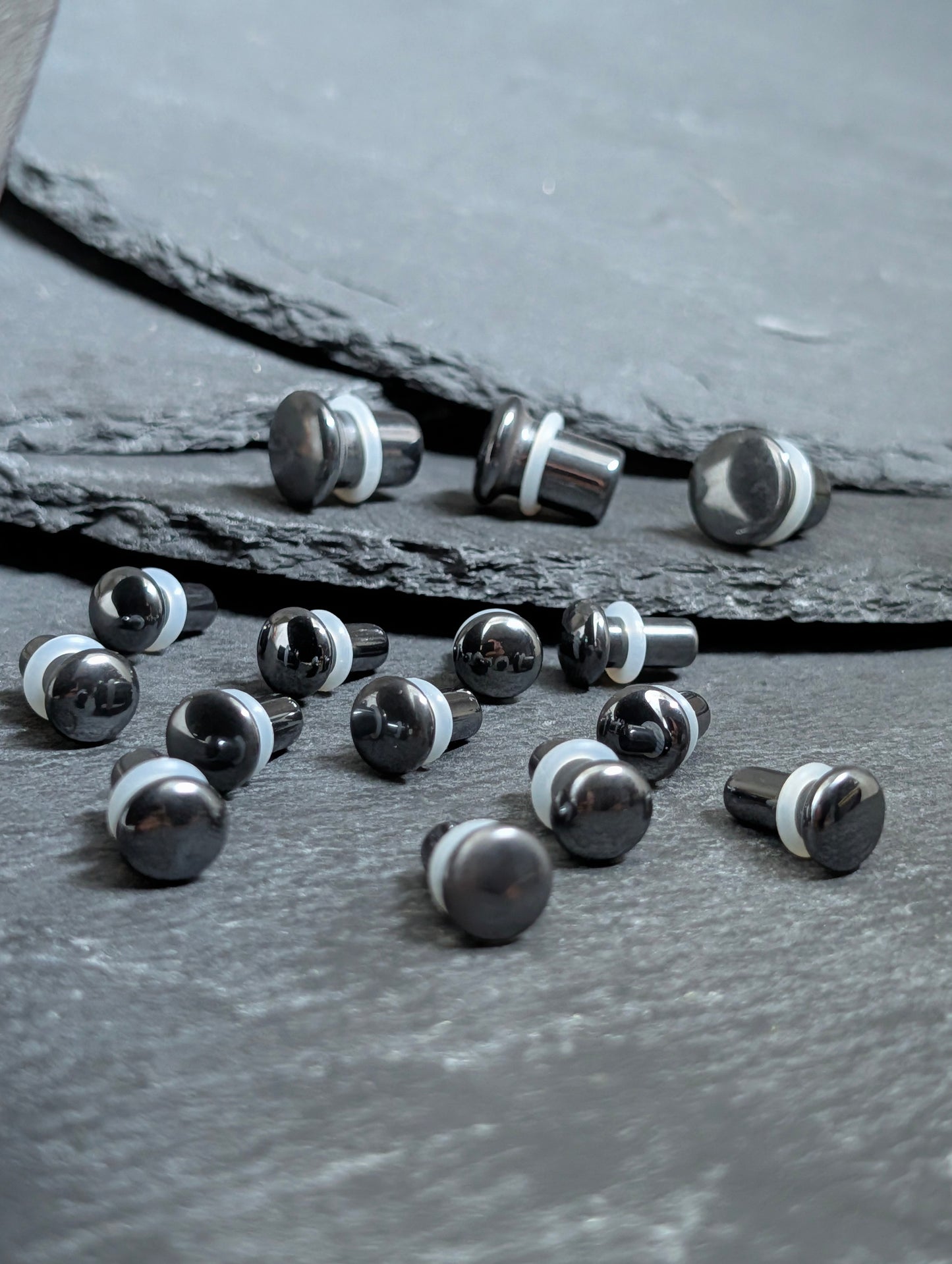 Hematite Single Flare Stone Plugs