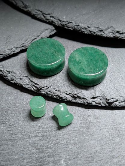 Classic Double Flare Green Aventurine Stone Plugs