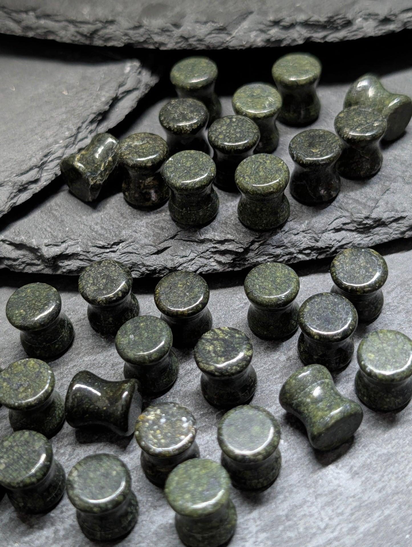 Classic Double Flare  Serpentine Jasper Stone Plugs