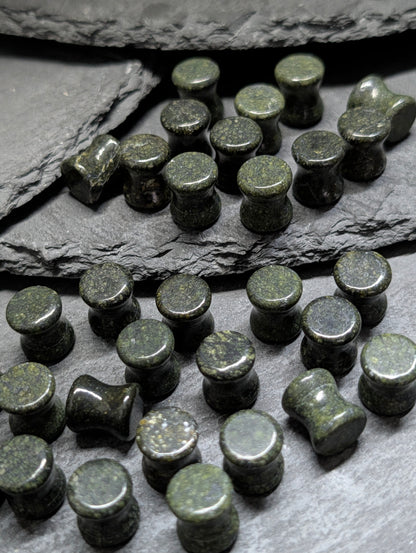 Classic Double Flare  Serpentine Jasper Stone Plugs