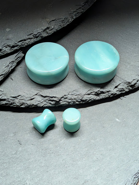 Classic Double Flare Amazonite Stone Plugs