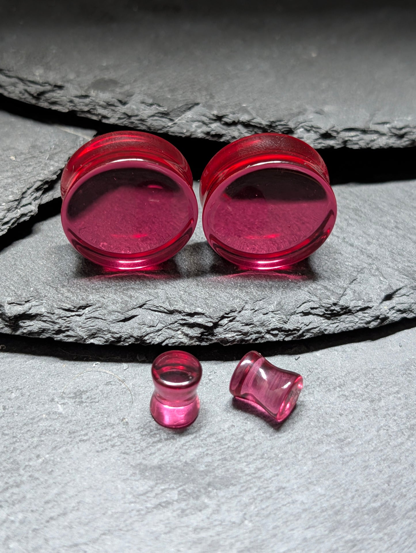 Classic Double Flare Pink Glass Plugs