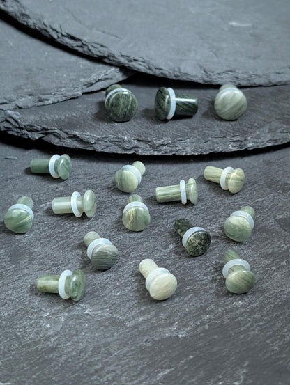 Green Jasper Single Flare Stone Plugs