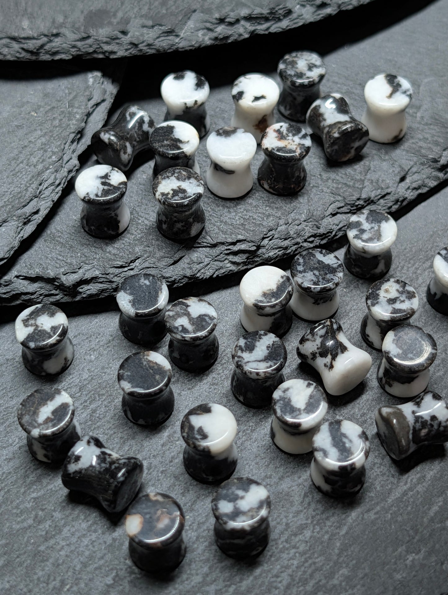 Classic Double Flare Zebra Stone Plugs