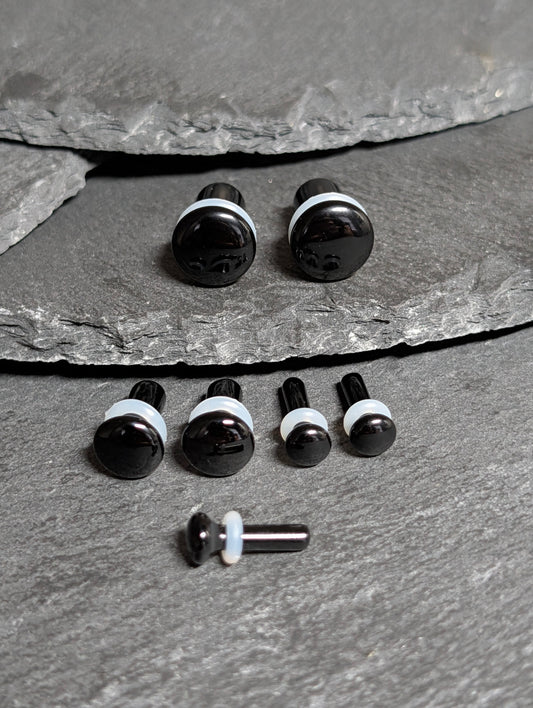 Black Agate Single Flare Stone Plugs
