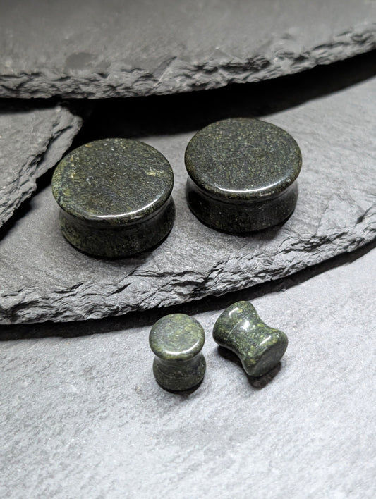 Classic Double Flare  Serpentine Jasper Stone Plugs