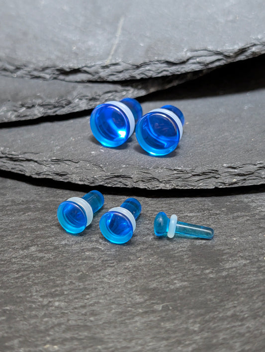 Ocean Blue Glass Single Flare Plugs