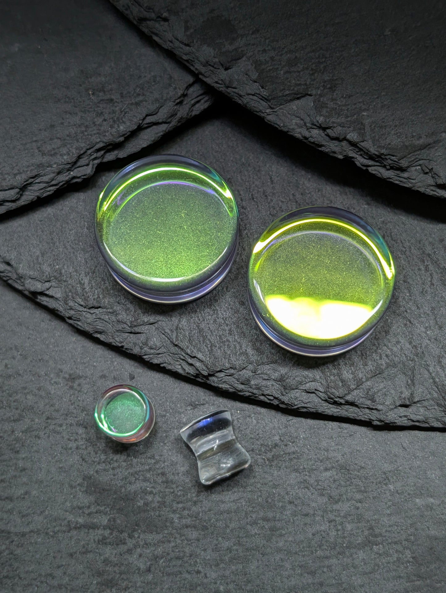 Classic Double Flare Rainbow Glass Plugs