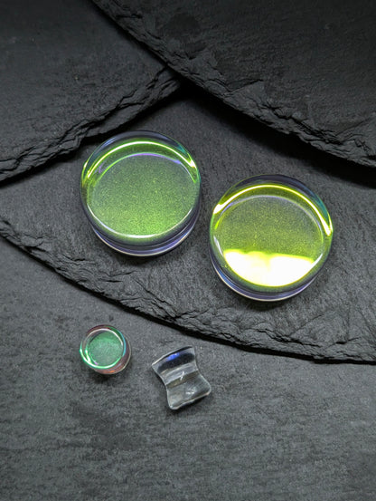 Classic Double Flare Rainbow Glass Plugs