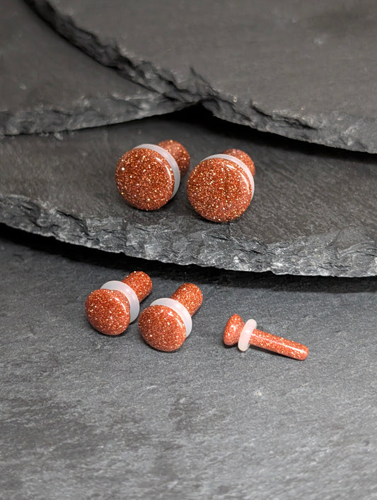 Goldstone Single Flare Glass Plugs